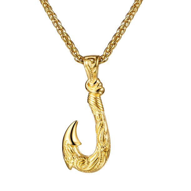 Collar OIDEA con colgante de anzuelo de acero inoxidable para hombre