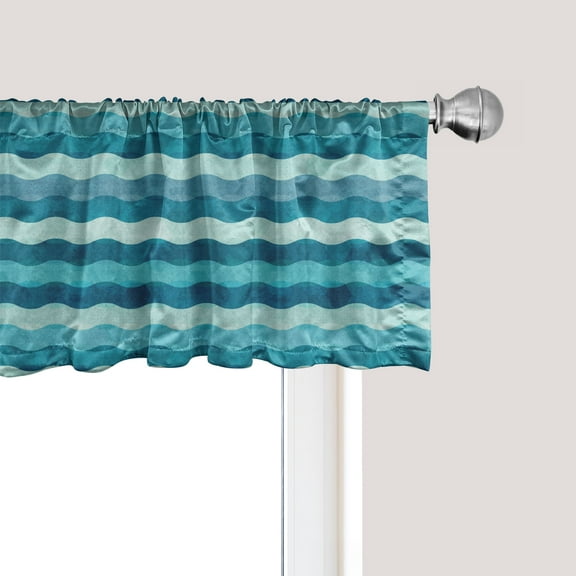 Ambesonne Abstract Window Valance, Ocean Waves Aquatic, 54" X 18", Turquoise Teal Blue