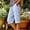 Light Blue, variant on jjayotai Women's Casual Summer Bermuda Shorts Plaid Elastic Waist Shorts Button Deco Knee Length Long Shorts with Pockets