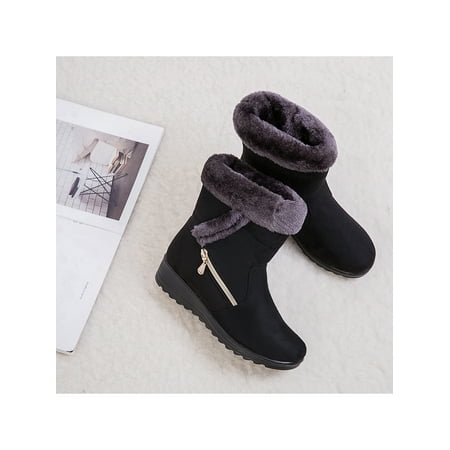 

GENILU Women s Winter Boots Snow Faux Fur Warm Insulated Midi Calf Ski Snow Shoes US Size 4.5-11