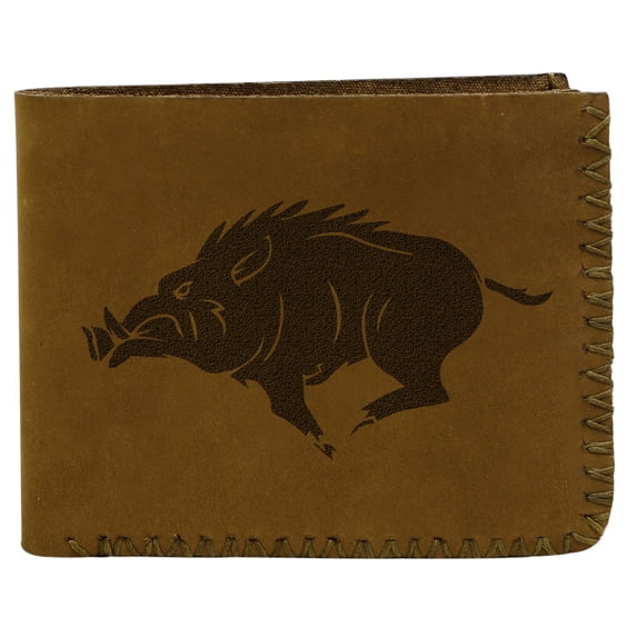 Men's Wild Boar Handmade Natural Genuine Pull-up Leather Wallet
