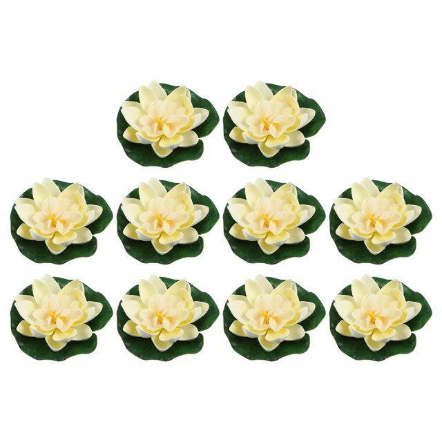 Unique Bargains 10pcs Garden Ponds Pool Decoration Artificial Lotus Flower White