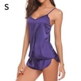 thumbnail image 1 of Conjunto de ropa de dormir para mujer Encantador chaleco con cuello en V, pantalones cortos, camisón, púrpura, S Yuarrent XX000231-04, 1 of 7
