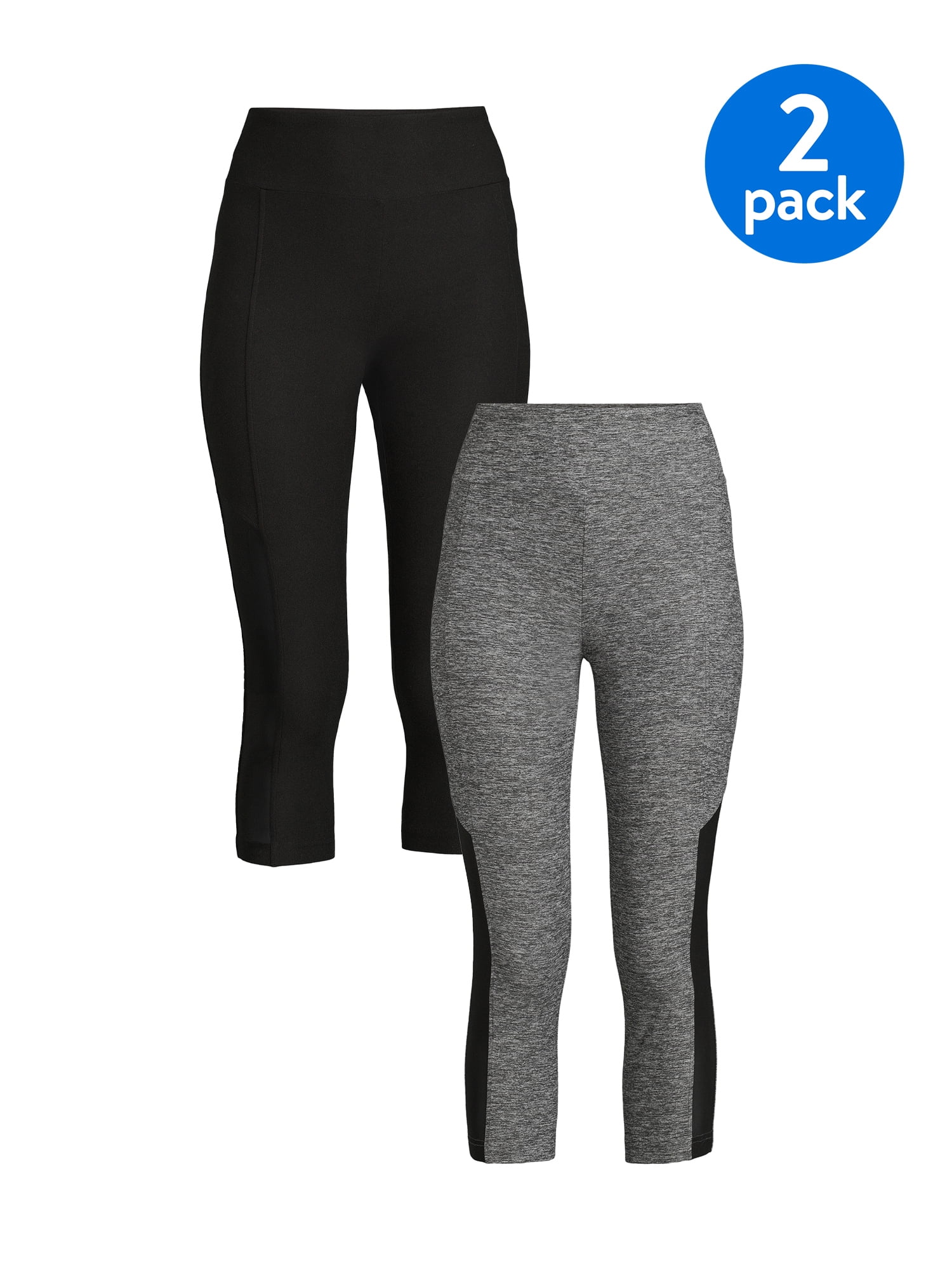 Suede Capri Leggings with Mesh, 2-Pack 