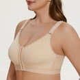 thumbnail image 3 of MELENECA Women's Front Closure Wirefree Post Surgery Plus Size Back Support Posture Bra Beige 34F, 3 of 6