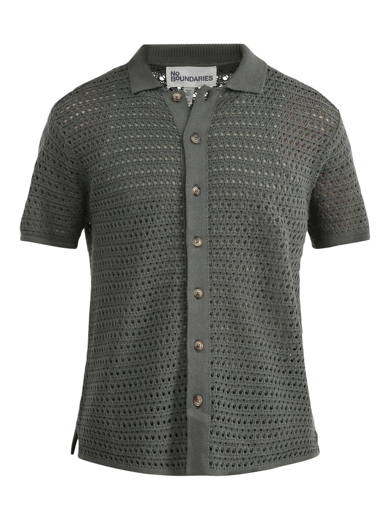 No Boundaries Men's & Big Men's Sweater Knit Polo Mesh