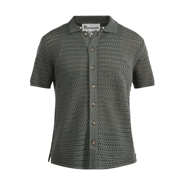 No Boundaries Men's & Big Men's Sweater Knit Polo Mesh