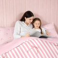 thumbnail image 4 of Erosebridal Stripe Bow Silhouette Twin Comforter Sets for Girls, Girly Linear Retro Print Bedding Set, Pink Reversible 2-Piece 1 Comforter and 1 Pillowcase, 4 of 6