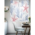 thumbnail image 3 of Pink Starfish Blue Coral Sheer Curtains 72 Inch Long 2 Panels, Ocean Coastal Summer Nautical Light Filtering Rod Pocket Curtains, Sheer Voile Drapes for Living Room Bedroom, 52"x72", 3 of 8