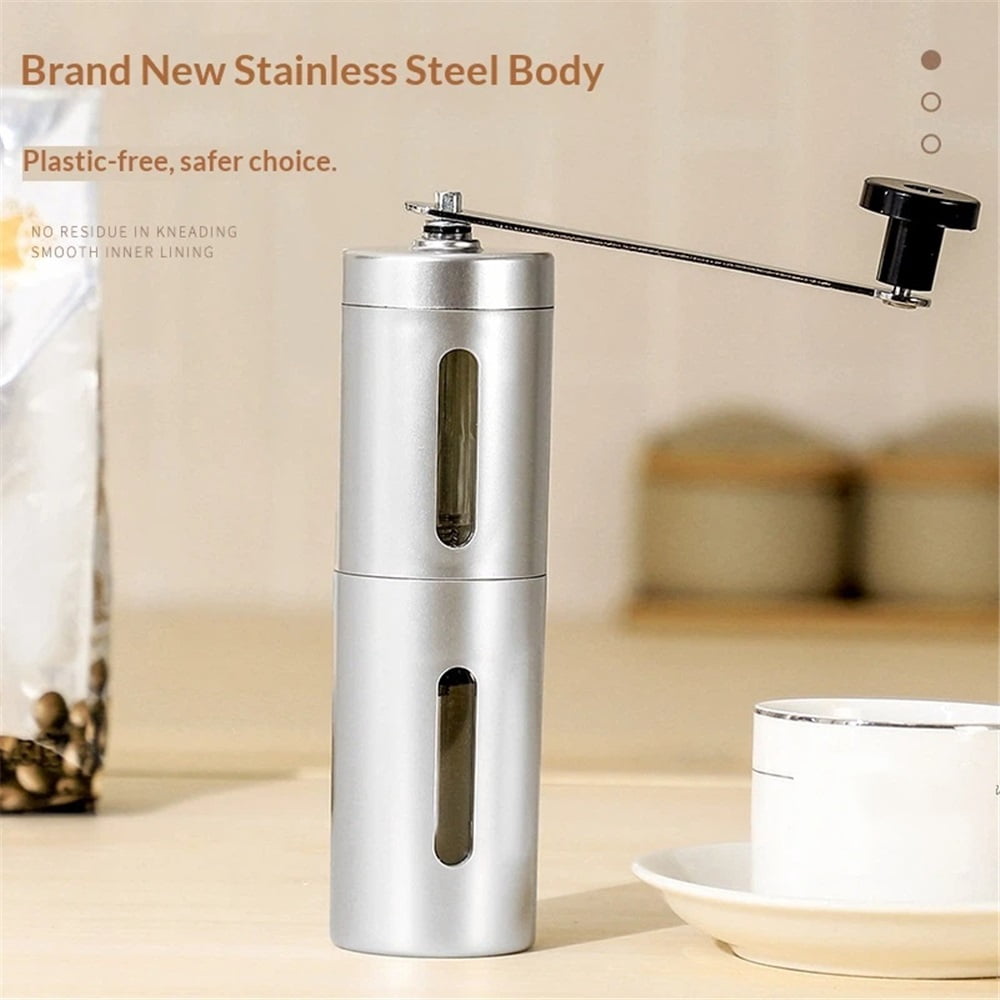 Manual Coffee Grinder - From Extra Course to Ultra Fine Grind, High Grade Conical Ceramic Burr Mill, Brushed Stainless Steel