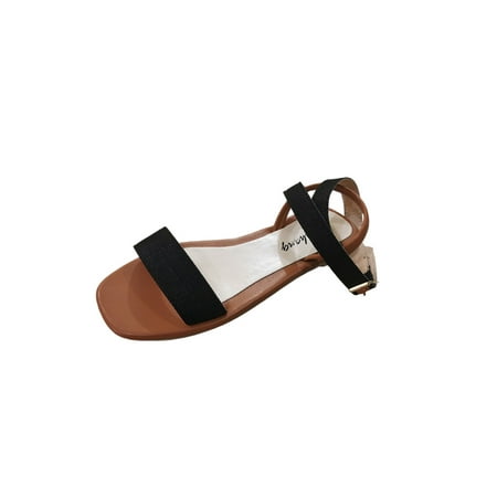 

Ritualay Ladies Casual Shoes Cross Ankle Strap Flat Sandal Summer Sandals Non-Slip Comfort Party Walking Beach Black 8.5