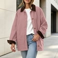 thumbnail image 6 of Qualvora Women's Barn Jacket, Corduroy Collar Button Front Utility Coat, Long Sleeve Patch Pockets Solid Color, Fall Winter Casual Workwear Everyday Wear, Women's Trendy, 6 of 9