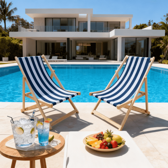 2Pcs Populus mSling Chairs, Wooden Folding Outdoor Chaise Lounges - Set of 2 Dark Blue