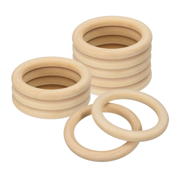 Uxcell Paquete de 10 Anillos de Madera Natural de 3.15", 10mm de Grosor, Círculos de Madera Sin Terminar