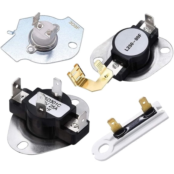 Upgraded 3387134 Cycling Thermostat 3977393 & 3392519 Dryer Thermal Fuse 3977767 High Limit Thermostat Replacement Part Kit by Techecook - Compatible for Whirlpool Kenmore Maytag Dryer
