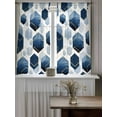 thumbnail image 4 of Navy Blue Geometric Tier Curtains 45 Inch Length, Sheer Curtains for Bedroom Living Room Window, Gold White Hexagon Modern Rod Pocket Voile Drapes Kitchen Curtains for Small Window 27.5"x45" 2 Panels, 4 of 7