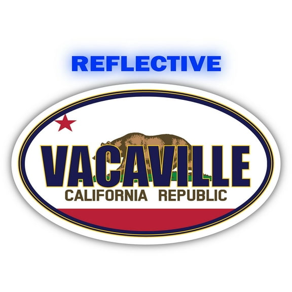Vacaville City California State Flag | CA Flag Solano County Oval State Colors Reflective Sticker Car Decal 3x5 inches