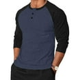 thumbnail image 2 of USNSM (M-5XL) Men's Big and Tall Fashion Color Blocked Long Sleeve Half Button Crew Neck Sports Fitness Casual Shirts Blue XXXXXL, 2 of 5