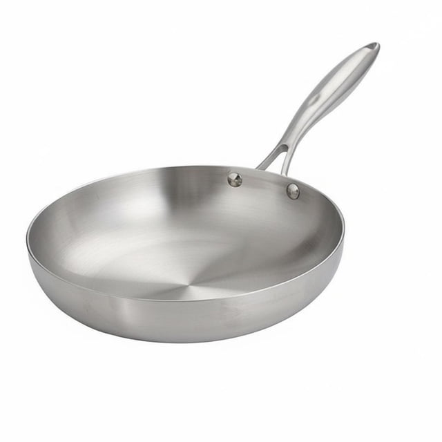 DOLITY Stainless Steel Frying Pan Works on All Cooktops Triple-Layer Skillet Even Heat Distribution Triple-Layer Clad Skillet for Home Cooks