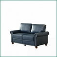 thumbnail image 4 of Navy Blue Faux Leather Loveseat | Round Arm | 2-Person Living Room Sofa with Storage & Silver Nails, 4 of 10
