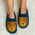 thumbnail image 2 of Rokment Cute Bear Slippers for Women Christmas Fuzzy Memory Foam Animal House Shoes Cozy Warm Winter Fleece Indoor Bedroom Home Slip on Navy Size 5.5, 2 of 6