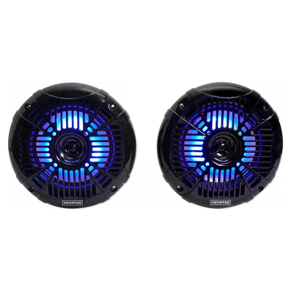 Memphis Audio MXA602SLB 6-1/2" Marine Coaxial Speakers w/ Blue LED - Black