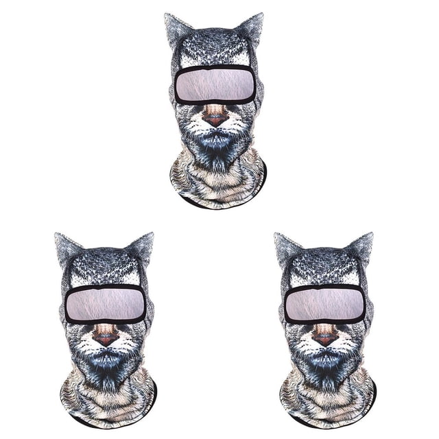 QJUHUNG 4pcs Winter Balaclava Cat Ski Mask Windproof With Ears Cute Full Face Animal Ski Face Mask for Outdoor Hiking Riding Bar Music Festivals Party Raves Halloween