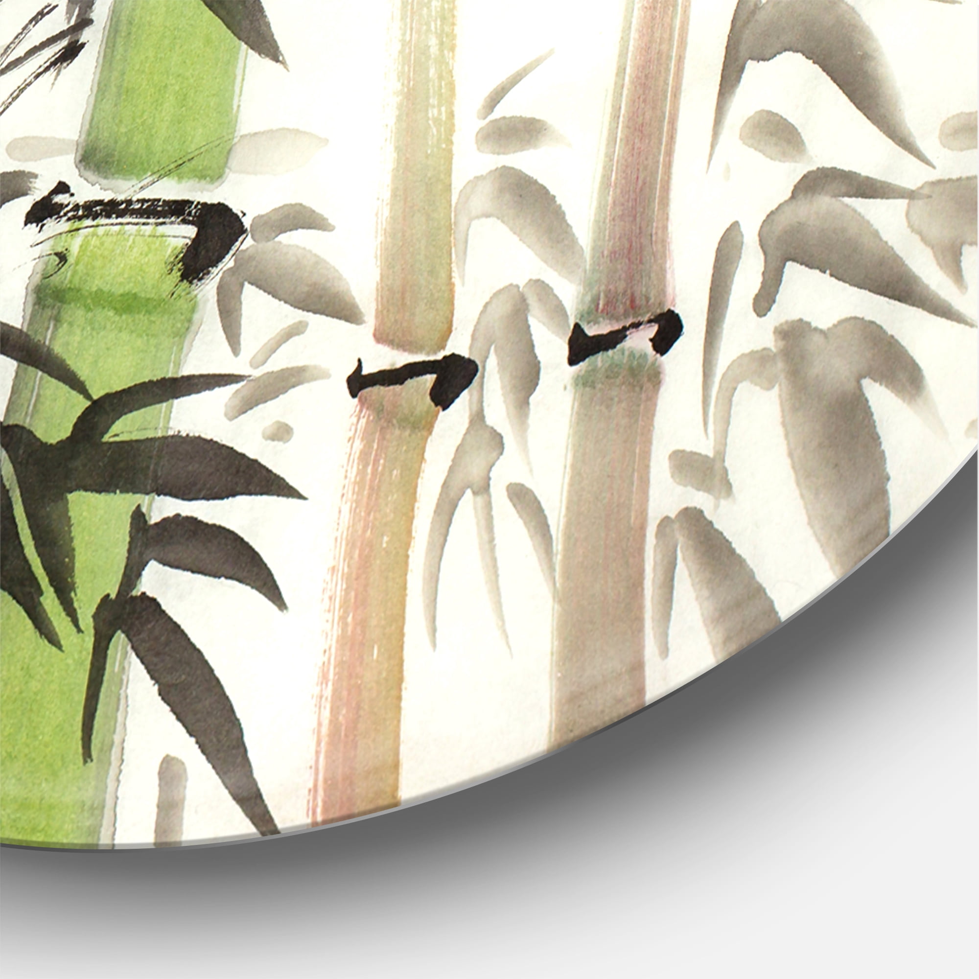 Designart 'The Forest of Bamboo Branches II' Lake House Circle Metal Wall Art 36x36 - Disc of 36