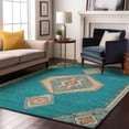 thumbnail image 5 of HomeRoots 679605 9 x 12 ft. Teal Salmon & Beige Oriental Washable Machine Made Rectangle Area Rug with UV Protection, 5 of 9