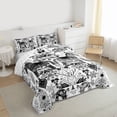 thumbnail image 3 of jejeloiu Boho Horse Floral Queen Comforter Set,White Gray Bedding Comforter Set For Adults Reversible 3 Pieces, 3 of 8