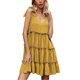 thumbnail image 4 of Txlixc, vestido informal de verano para mujer, vestido acampanado de Color sólido sin mangas con cuello en V y volantes, vestido plisado para fiesta en la playa, ropa de calle Txlixc  Estilo de ocio, 4 of 9