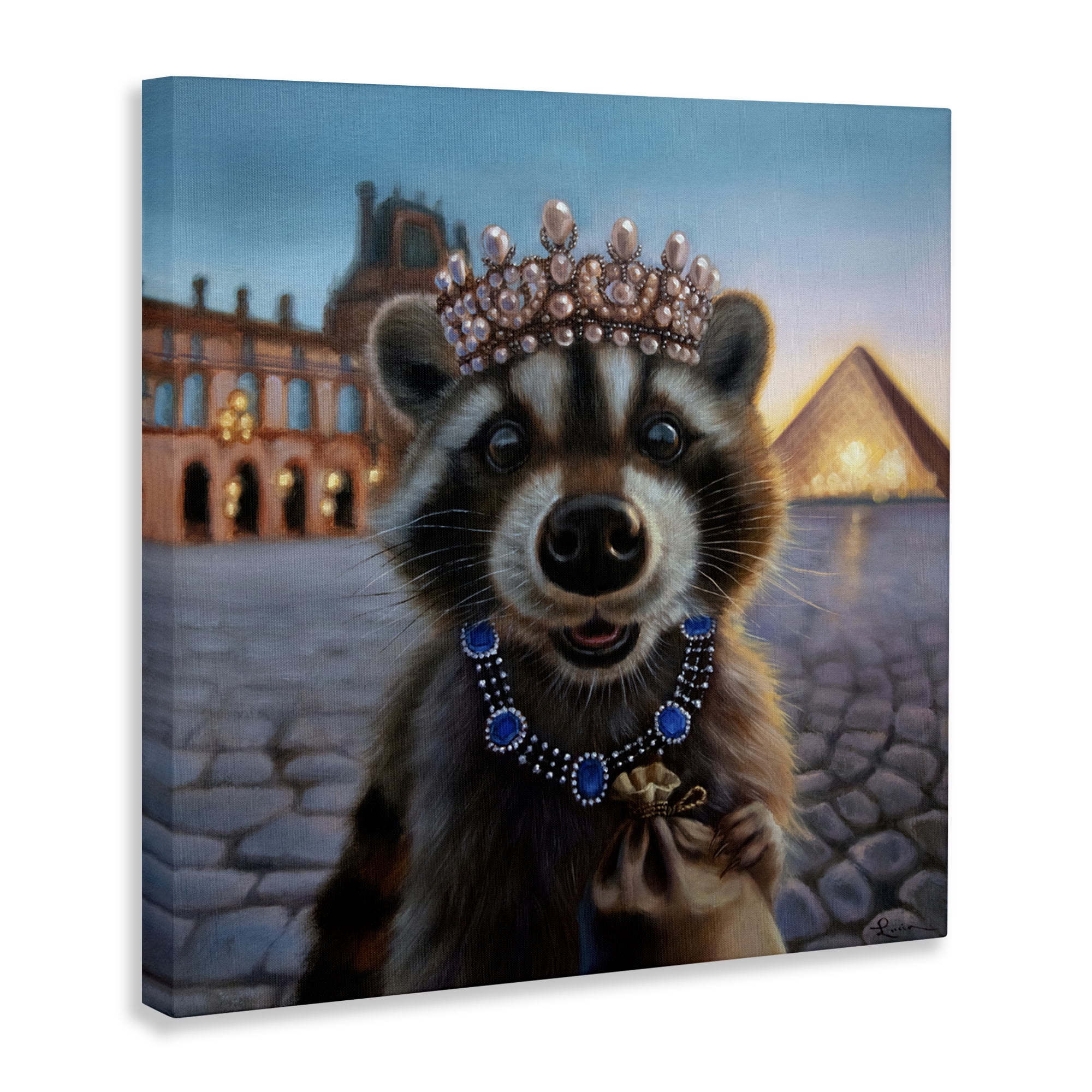 Stupell Industries Louvre Loot Raccoon Canvas Wall Art, design by Lucia Heffernan