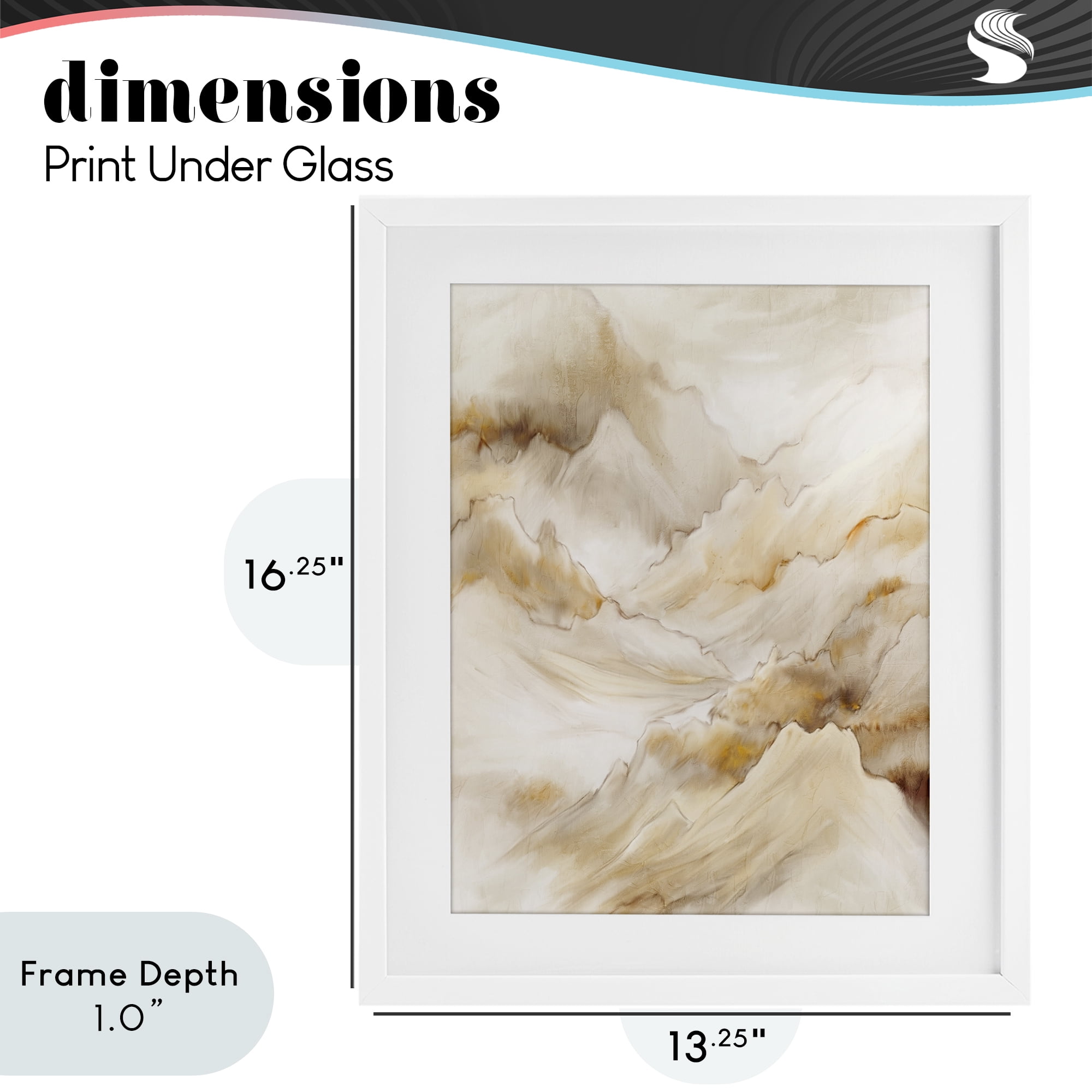 Stupell Industries Neutral Land Flow White Framed Print Under Glass, design by Kim Allen