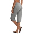 thumbnail image 4 of MLQIDK Pedal Pushers for Women Yoga Capri Pants Trendy Summer Knee Length Elastic Waist Cropped Pants Dressy Casual Capri Leggings with Pockets Light Gray XL, 4 of 7