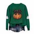 thumbnail image 2 of Baby Kids Pumpkin Bow Print Graphic Sweatshirts Girls Long Sleeve Crewneck Pullover Tops Youth Fall Harvest Outfits Slouchy Drop Shoulder Sweaters Casual Wear, Size 1-2 T, 2 of 5