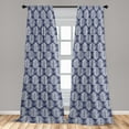 thumbnail image 4 of Ambesonne Palm Leaf Curtains, Navy Tropic Leaves Exotic, Pair of 28"x84", Navy Blue White, 4 of 5