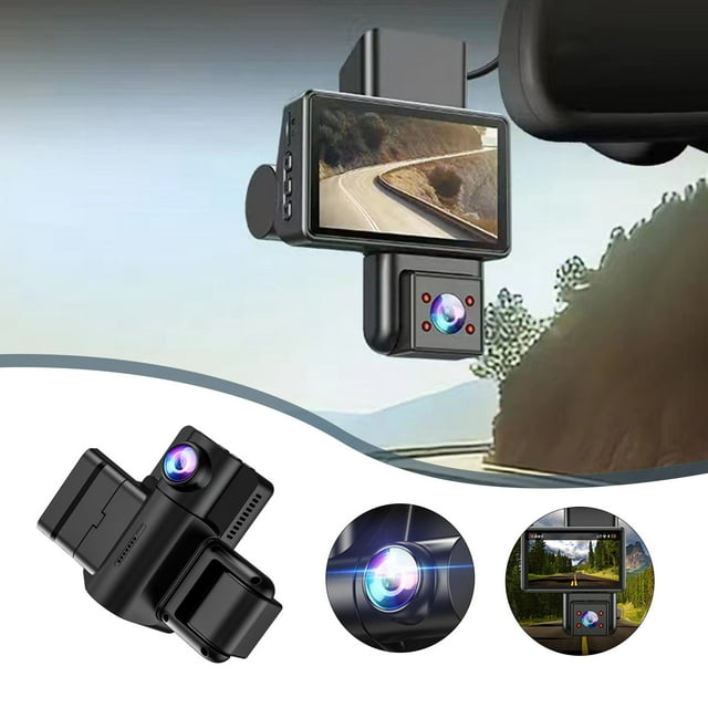Dvkptbk Driving Recorder WiFi Three Record High-definition 1080P Infrared Night Vision Ultra Wide Angle Three Lens Car Recorder
