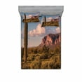 thumbnail image 2 of Ambesonne Landscape Fitted Sheet & Pillow Sham Set, Mountain State Park, Twin, Brown Blue Green, 2 of 3