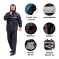 thumbnail image 3 of Impermeable Negro Traje Con Gorro Desmontable 1.80 mts Importadora La Merced Franjas Antirreflejantes PVC Resistente, 3 of 4
