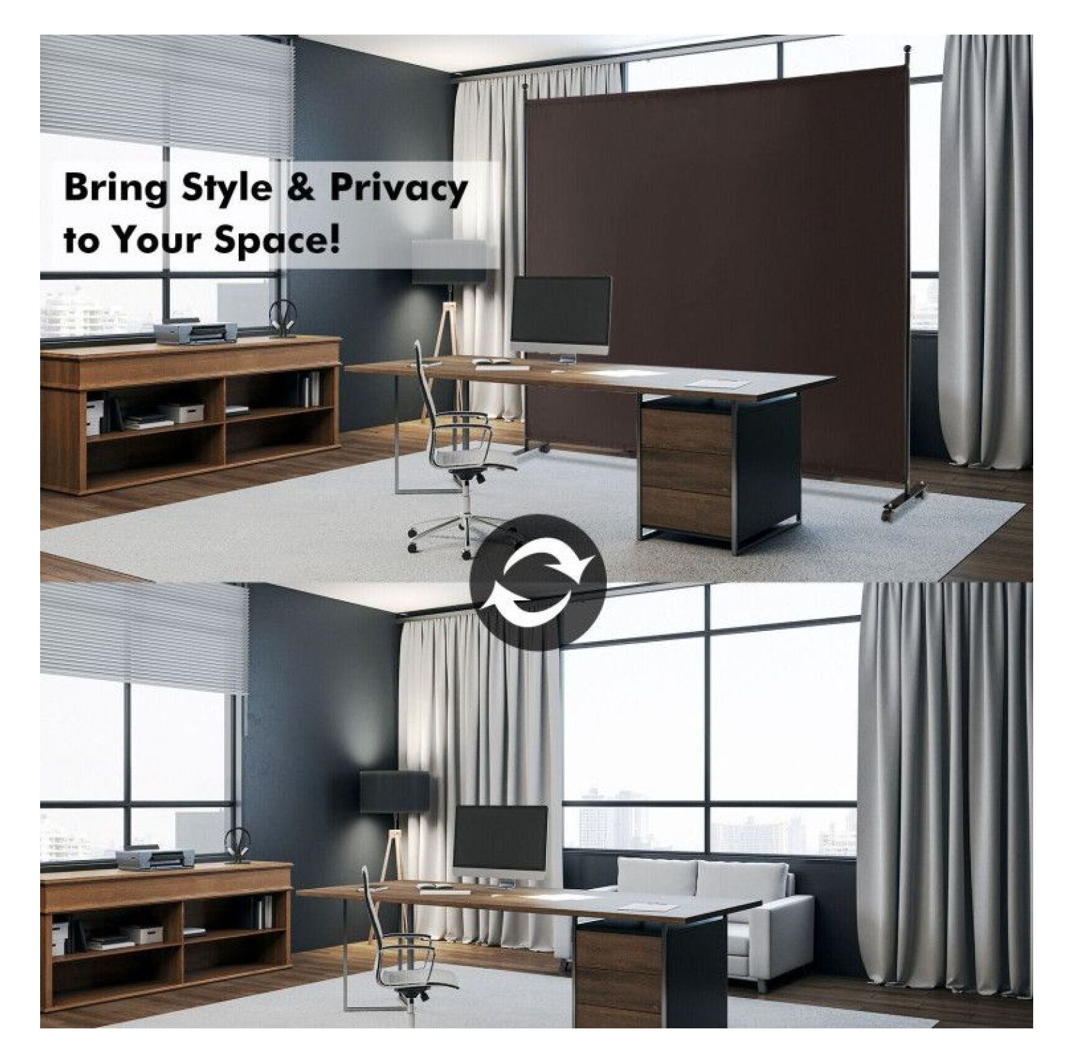 Yunken 6 Ft Single Panel Room Divider on Easy-Roll Casters, Freestanding Mobile Partition Screen for Any Room