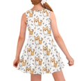thumbnail image 2 of Renewold Corgi Dog Paw Tank Top Dress Teens Girl School Home Playwear Skin Friendly Elastic Waist Princess Dress Cute Crewneck Ruffle Dresses for Kids 15-16 Years, 2 of 6