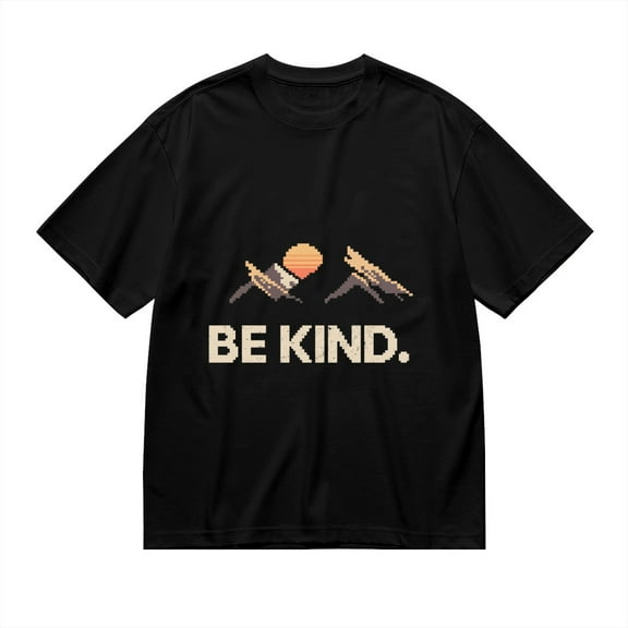 T Shirt for Men, Be Kind, Pixel Sunset Print2, Vintage Graphic Tees Men, 23931499,S