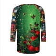 thumbnail image 5 of LiMoi Women's Xmas Print Round Neck Blouse Three Quarter Sleeve Festive Top Tees Tshirts My Items, 5 of 5