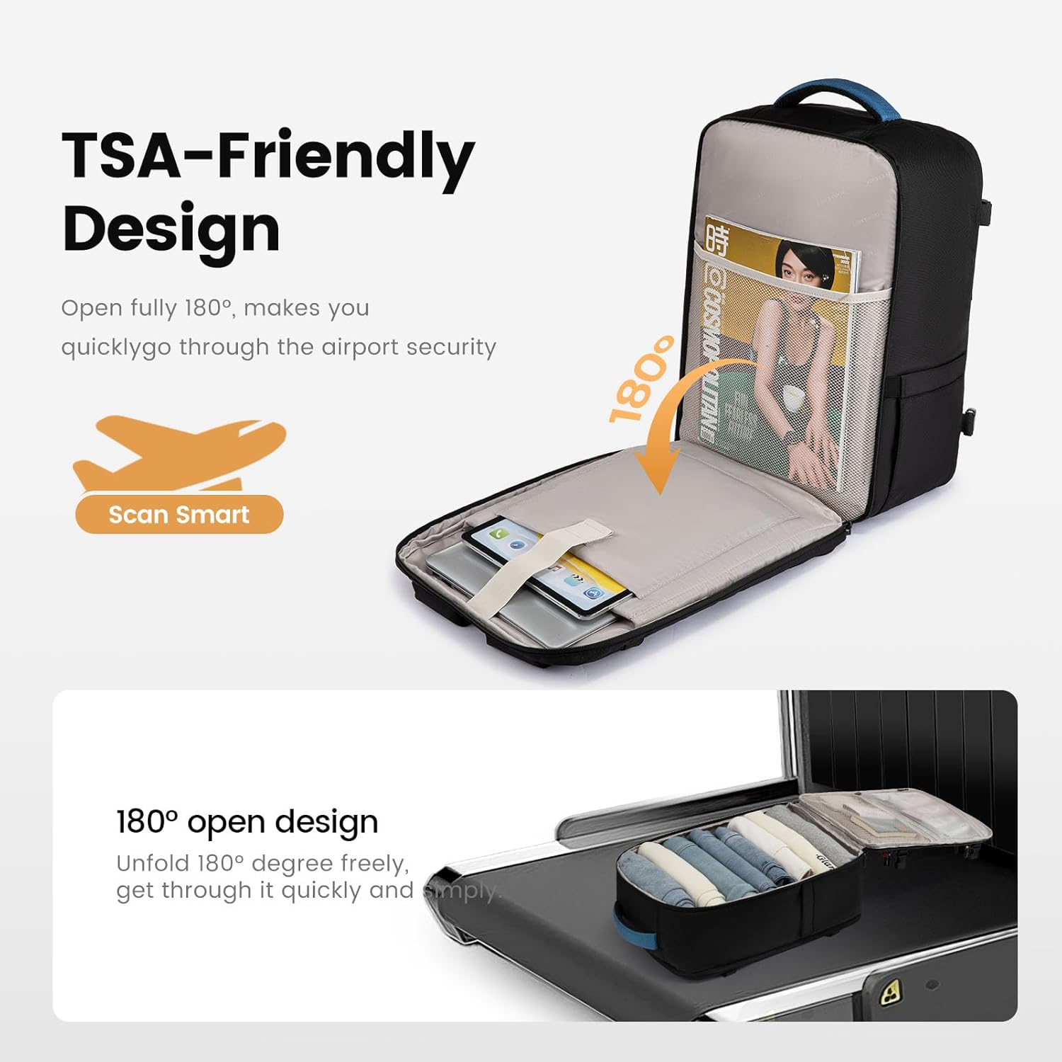 LOVEVOOK 40L Travel Backpack for Men, Airline Approved Carry On Luggage with 3 Packing Cubes, TSA Overnight Bags, Waterproof Personal Item Bag, Weekender Essentials Backpacks fits 17.3" Laptop
