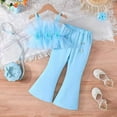 thumbnail image 2 of ZACPNCV Toddler Baby Girl Clothes Smocked Camisole Ruffle Sleeveless Top and Pants Summer Girls Outfits Kids Clothing Set Light Blue 2-3 Years, 2 of 4