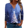 thumbnail image 2 of Craaazy Women's Casual Christmas Shirts V-Neck 3/4 Sleeve Fashion Tops Gifts, 2 of 5