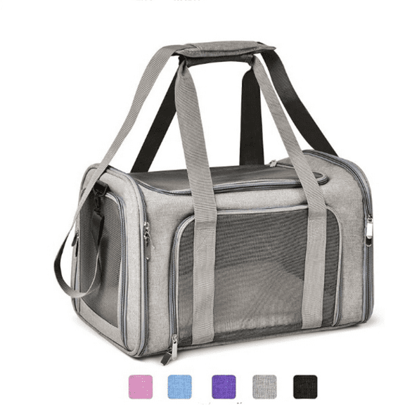 Large Dog Cat Carriers Puppies up to 25Lbs, Big Dog Carrier Soft Sided, Collapsible Travel Puppy Carrier - Large - Grey