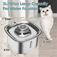 thumbnail image 2 of Stainless Steel Cat Water Fountain, 101oz/3L Pet Fountain Automatic, 2 of 5
