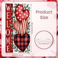 thumbnail image 2 of Red Heart Welcome Banner Polka Dot Pattern Backdrop Striped Design Buffalo Plaid Display for Valentine's Day Celebration Home Entrance Decor Romantic Party, 2 of 8