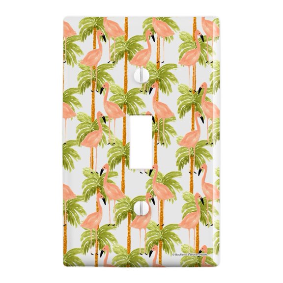 Flamingos and Palm Trees Plastic Wall Decor Toggle Light Switch Plate Cover